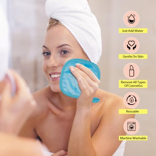 HOMEXCEL Makeup Remover Cloth 12 Pack Reusable Makeup Remover Pads Washable - Image 4