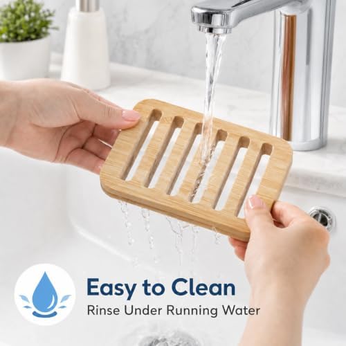 Bamboo Soap Dish, Soap Holder Soap Case Sponge Tray Sponge Drain Rack for Kitchen & Bathroom - Image 3