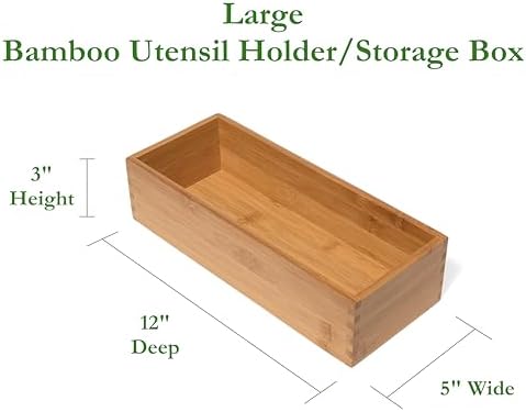 Lipper International Bamboo Wood Utensil Holder Storage Box for Cooking Tools, Makeup, or Office Supplies, 5" x 12" x 3" (Pack of 6) - Image 2