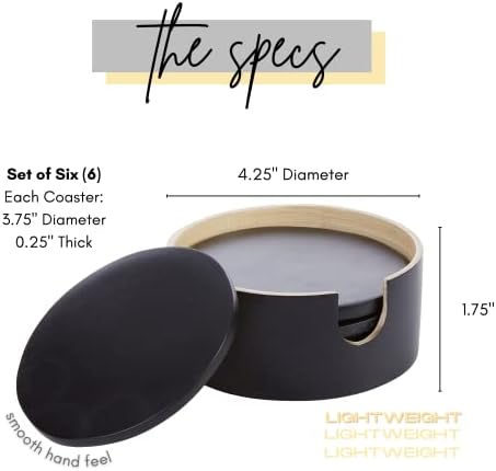 Bamboo Coasters - Spun Bamboo Wood Coaster Set with Holder for Coffee Table (Black) - Image 3