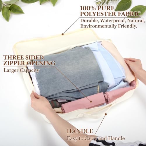 Shinymoon 3 Set 100% Cotton Packing Cubes 18"x12"x4" Regular Beige - Image 3