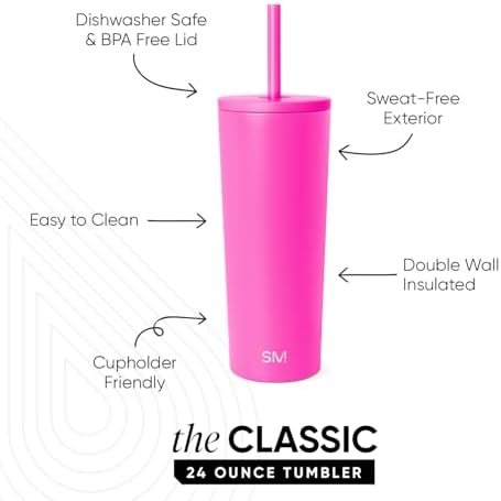 Simple Modern Iced Coffee Tumbler, Insulated | 24oz | Pink - Image 2