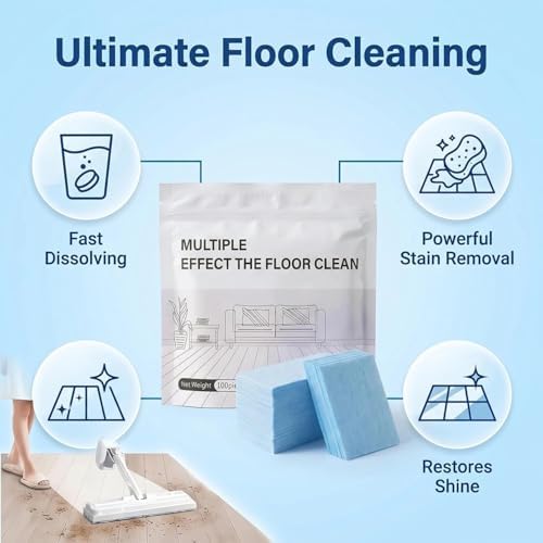 2026 Multi-Effect Floor Clean Tablets, 100 Piece Floor Cleaning Tablets Multi-surface Cleaner, All Purpose Floor Cleaning Solution Tablets for Hardwood, Tile, Vinyl Floors, Laminate (Yellow, 100PCS) - Image 2