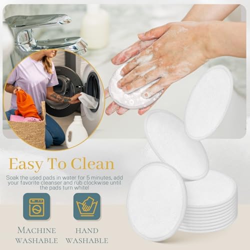 30 Pcs Natural Fiber Round Makeup Remover Pads, Washable Reusable Face Pads Cloth Rounds, Facial Cleansing Pads Wipes for All Skin Types Travel (White) - Image 5