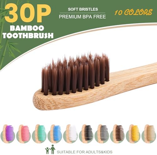 30 PCS Bamboo Toothbrushes, Individually Wrapped Wooden Toothbrushes Bulk - Image 2