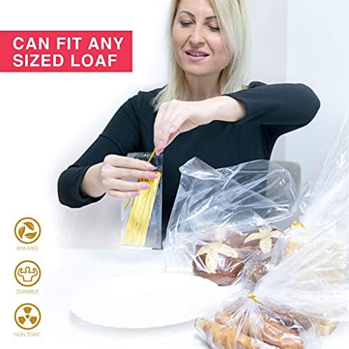 Bread Bags with Ties, Reusable,100 Clear Bags and 100 Ties, Bread Bags For Homemade Bread And Bakery Loaf Adjustable Reusable(100) - Image 6
