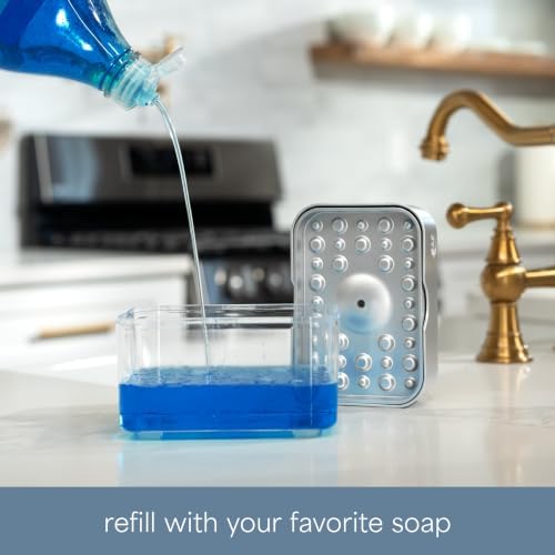 S&T INC. Dish Soap Dispenser and Sponge Holder, Silver - Image 3