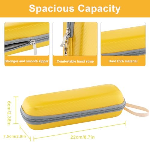 Toothbrush Travel Case for Oral B/Oral-B Pro 1000 1500 5000 7000 7500 9600/ Philips Sonicare 4100 5100 6100 5300 Electric Toothbrush, Portable Hard Protective Storage Bag (Yellow Case and 2 Caps) - Image 2