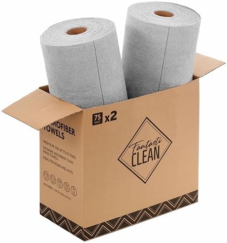 Fantasticlean Microfiber Cleaning Cloth Rolls- 150 Sheets (2 Rolls of Grey) - Image 2