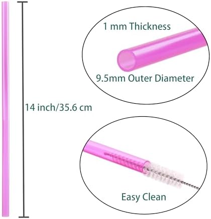 Dakoufish Replacement Straw for Stanley|Owala|Simple Modern 40oz 30oz Tumbler,10 Pack 14 Inch Reusable Straws With Cleaning Brush for Stanley Cup Accessorie,BPA Free,Dishwasher Safe (Mix color) - Image 2