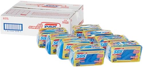 S.O.S All Surface Scrubber Sponge, 3 Count, Pack of 8 by SOS