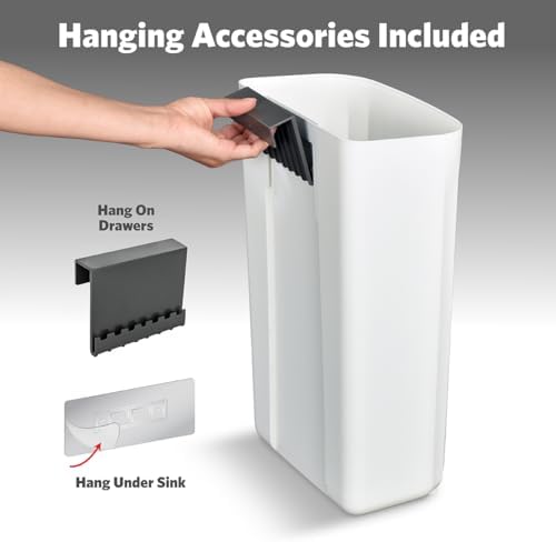 Glad Roomate Under Counter Waste Bin | Space Saving Small Trash Can for Kitchen Cabinet, Bathroom or Office | Dual Lid for Ease of Opening, 12 Liter, White - Image 4
