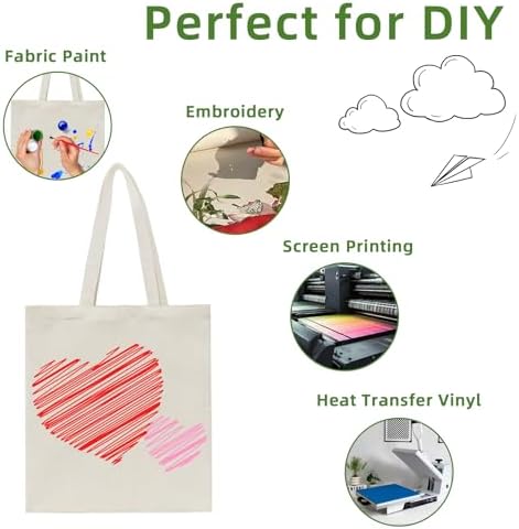 HECTOLIFE 6/12/24/48/ 96 Pack Canvas Tote Bags,Reusable Blank Canvas for Shopping Bags - Image 6