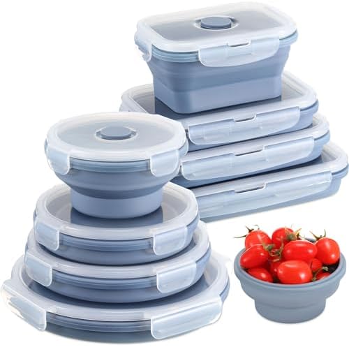 Nuanchu 8 Pcs Collapsible Food Storage Containers, Blue by Nuanchu