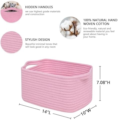 CubesLand Cube Storage Organizer Basket Bin, Cotton Rope Shelves Basket - Image 2