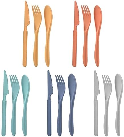 Zoyiancy 5 Sets Wheat Straw Cutlery Set, Reusable Flatware Set for Travel by ZoyiancyLifeButler
