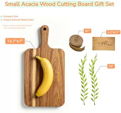 ZeQi Premium Acacia Wood Cutting Board Gift Set, Perfect Housewarming Gift, Wooden Serving Board with Handle, Kitchen Decor, Decorative Cutting Board - Image 6