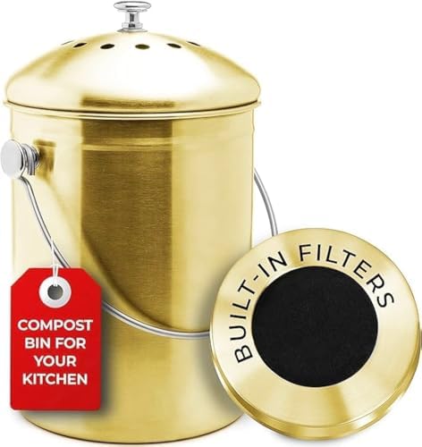Epica Kitchen Compost Bin for Kicthen Countertops, 1.3 Galllon - Gold by Epica