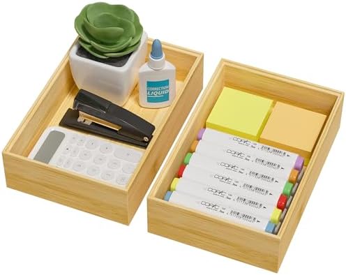 Bamboo Kitchen Drawer Organizer, Deep 2-Pack, 9" x 6" x 2.5" by Greatseas