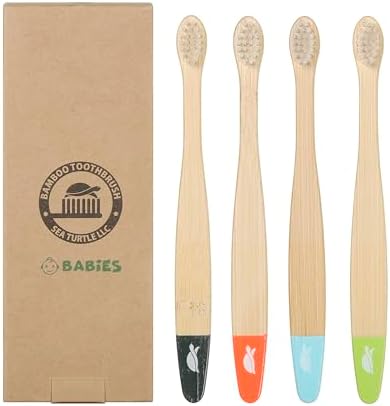 Sea Turtle Plant-Based Bristles, Ultra-Soft Bamboo Toothbrushes, Natural Toothbrush for Babies (4 Pack) by SeaTurtle