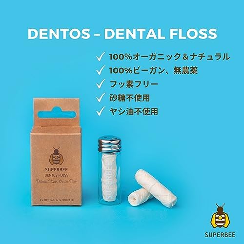 SuperBee Dentos Toothpaste Tablets & Dentos Floss, 14 Tabs, Fluoride Free & Eco Friendly, Travel Mouthwash Tablets, Sensitive Bites Kids Adults, Chewable Tablet, Spearmint - Image 5