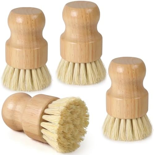 Bamboo Dish Brush, Natural Scrub Brush, 4 Pack Set by Unknown