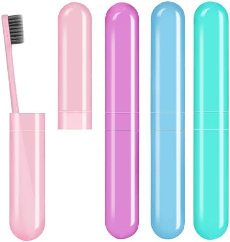 Hooqict 4 Pack Travel Toothbrush Case Portable Travel Toothbrush Holder Plastic Toothbrush Container Protector Cover Case for Traveling, Bathroom, Camping, Home, School, Business by Hooqict