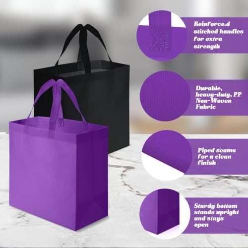 Reginary 100 PCS Non Woven Tote Bags Bulk,Black & Purple - Image 5