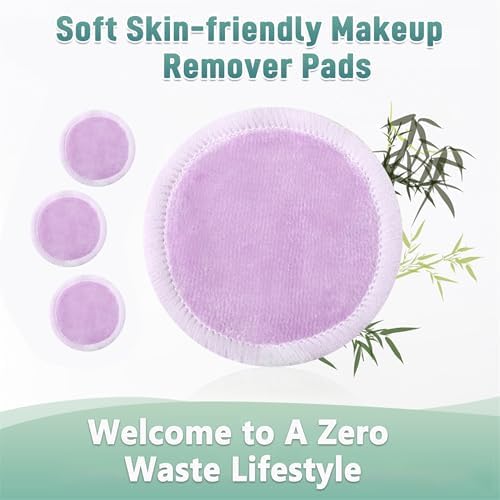 wegreeco 40 Pack Reusable Makeup Remover Pads, Washable Reusable Cotton Rounds Pads for Face, Makeup Remover Cloths for All Skin - (Light Purple) - Image 5