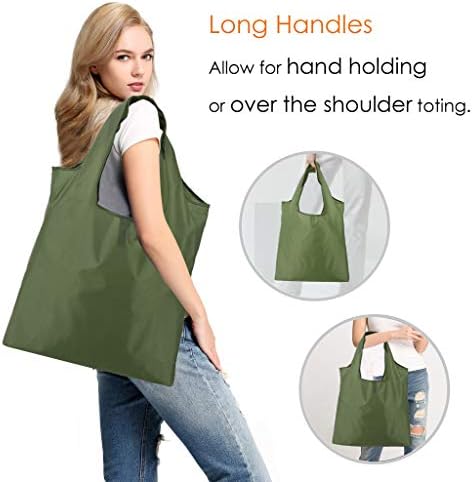 BeeGreen Green Reusable Grocery Bags Wholesale Green Reusable Kitchen Bags Bulk Foldable-Machine Washable with Zipper Storage Pouch 20 Packs - Image 3