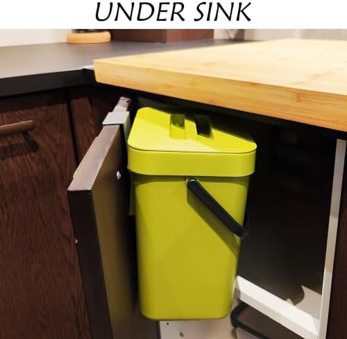 stonespace Small Cabinet Door Trash Can with Lid, 1.3Gal, Green - Image 4