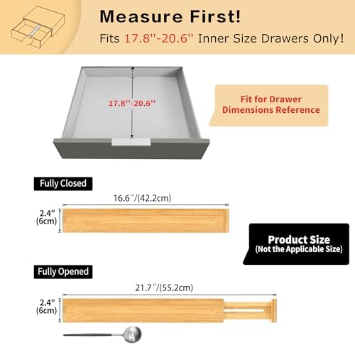 Utoplike 4 Pcs Bamboo Kitchen Drawer Dividers, Large Drawers Organizers - Image 2