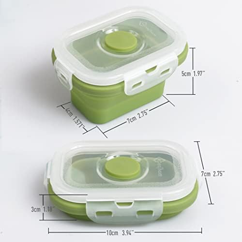 Collapsible Silicone Food Storage Container, Portion Control Container with Clip-on Lid, Stackable, Space Saving, Microwave/Fridge/Freezer/Dishwasher Safe, 5 Oz, Pack of 4 - Image 5
