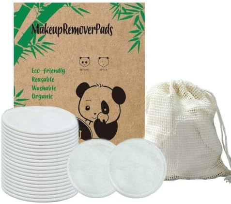 28 Pack Reusable Makeup Remover Face Pads with Laundry Bag Washable Soft and Comfortable Cleaning Face Skin,Washable Bamboo Cotton Rounds White by Sopurrrdy