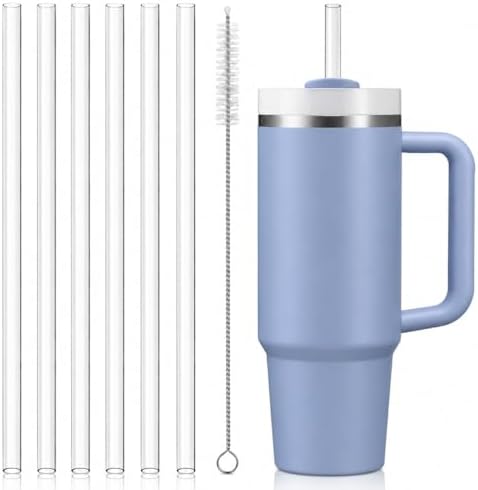 Replacement Straws Compatible with 30 oz Stanley Quencher Tumbler, 10.5 Inch Clear Reusable Straws, Drinking Cup Accessories, 6 Pack by Bubrike