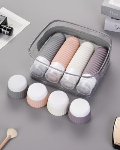 Mrsdry Travel Bottles for Toiletries 8 Pack, Tsa Approved Travel Size Toiletries 3 oz, Travel Containers for Toiletries, with Clear Bag, Leak Proof Silicone Squeezable Travel Essentials Creams Jars - Image 5