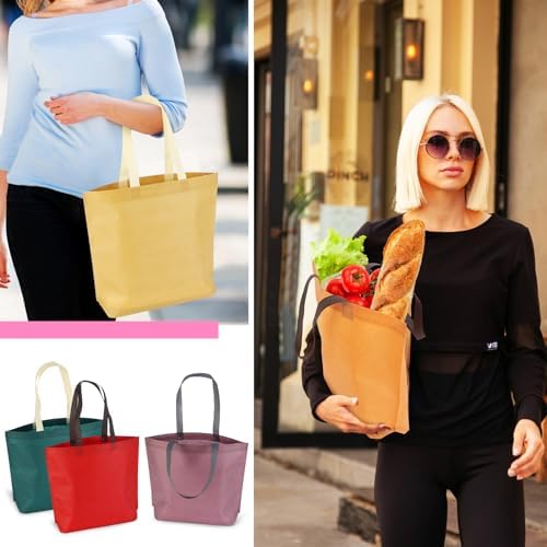 36 Pack Non-Woven Tote Bags, 18 Assorted Colors (2 per Color), Reusable Grocery Bags for Shopping, Crafts, Events, Bulk - Image 7