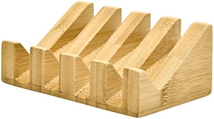 Bamboo Soap Dish Wooden Bar Soap Holder Saver for Shower,1 Pack by SUBEKYU