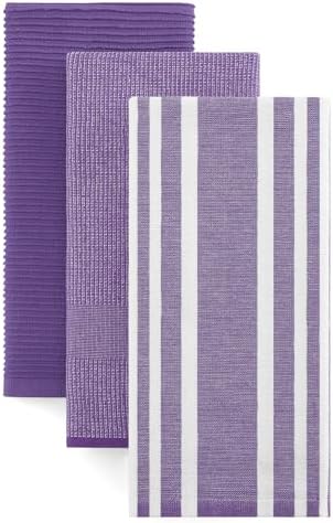 Homaxy Cotton 380 GSM Premium Kitchen Towels, 18"x 28", 3 Pack, Purple by Homaxy