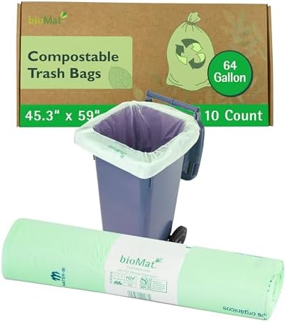 bioMat 64 Gallon Compostable Food Scrap Bags, 10 Count by VisitbioMat