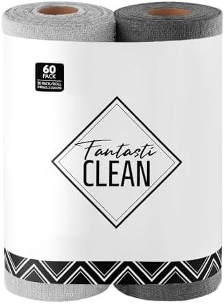Fantasticlean Microfiber Cleaning Cloth Roll- 60 Sheets,12" (Grey, Dimgrey) by Fantasticlean