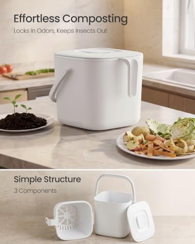 SONGMICS Compost Bin for Kitchen Counter, Plastic, 1.8-Gallon (7 L) - Image 3