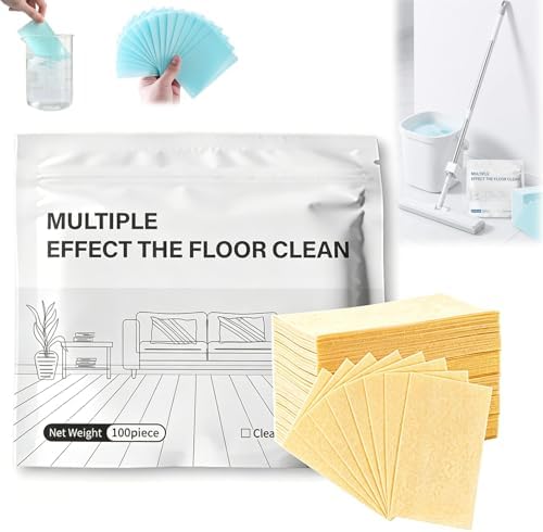 100 Piece Floor Cleaning Tablets Multi-Surface Cleaner, Multi-Surface Floor Cleaning Tablets, Multiple Effect the Floors Clean, Concentrated Cleaner for Hardwood, Tile, Laminate & More (Yellow) by Unknown
