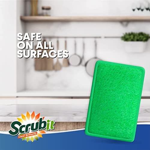 Scrub and Wipe Cleaning Pads [10 Pack] – SCRUBIT Dual Sided Scouring Pad and Sponge - Reusable Kitchen Scrubbing Sponges for Dishes, Pots, Pans Utensils & Non-Stick Cookware (Green) - Image 6