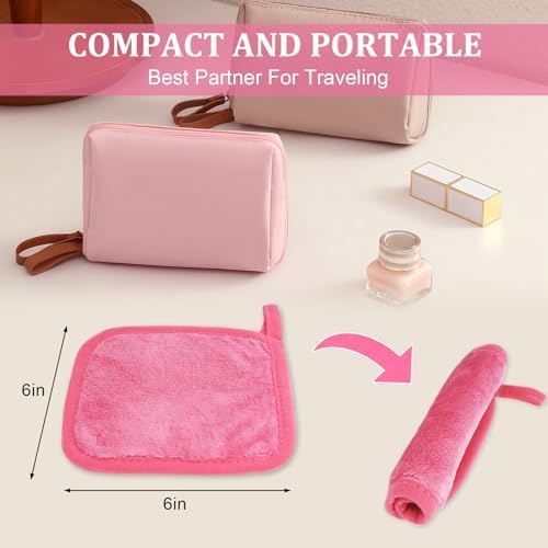 Puomue Makeup Remover Cloth 12 Pack, Ultra Soft and Reusable Microfiber Makeup Remover Towels for All Skin Types, Perfect Face Towels for Women, 6 Inch x 6 Inch, Multicolor - Image 2
