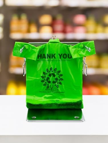 [100 per box] | Recyclable Compostable Reusable Biodegradable Plastic T-Shirt Bags | Grocery Shopping Bags | Green Eco Plastic Bags (100 per Pack) | T-Shirt Carryout Bags 100 count Restaurant Quality, Durable, Reusable and Econ Friendly | Measures 11. ... - Image 6