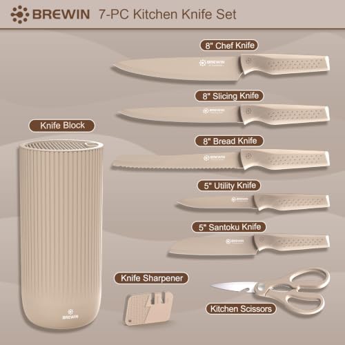 Knife Set, Brewin Kitchen Knife Set, Knives Set for Kitchen, Universal Knife Block, Utility Knife Block Set, New Home Essentials, Apartment Essentials, Camping essentials, RV Essentials - Image 5