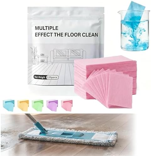 120 Pack Multi-surface Floor Cleaning Tablets, Water Soluble Floor Cleaner Sheets for Mopping Hardwood, Floors, Wall Tiles, Glass, Just Drop In Water, No Measuring (Pink-120) by Unknown