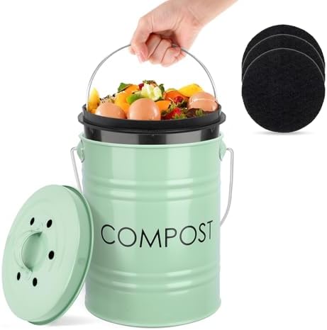 MUMTOP Compost Bin for Kitchen Countertop,1.3 Gal Metal Compost Container by MUMTOP