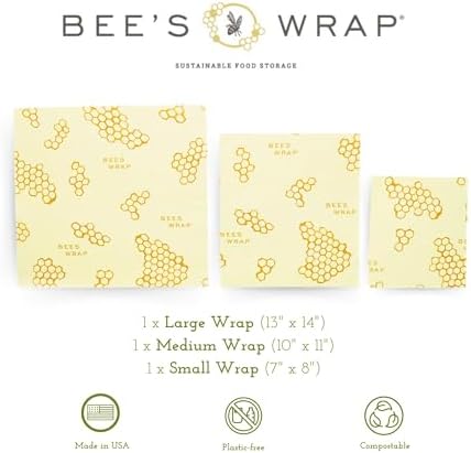 Bee's Wrap Beeswax Food Wraps, 3 Pack Assorted - Honeycomb - Image 2